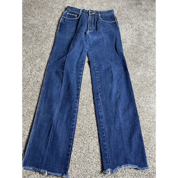 Vintage 80s 90s Alessio Jeans Long Western Medium Wash Jeans Cowboy 27 X 31 - Picture 1 of 6